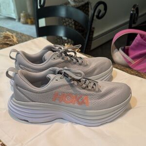 Hoka Gray and Coral Athletic Shoes